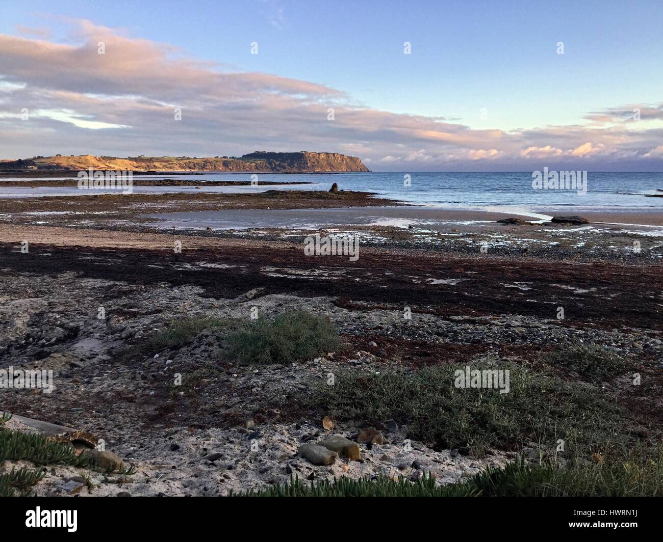 Rural town on the northwest coast of Tasmania, Wynyard, looking out over the water and a spit