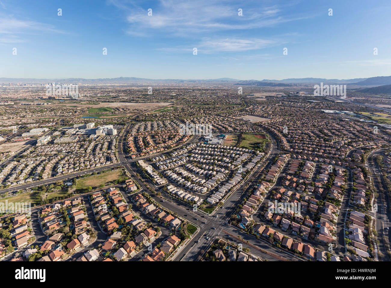 Aerial view of neighborhoods in the Summerlin community of Las Vegas