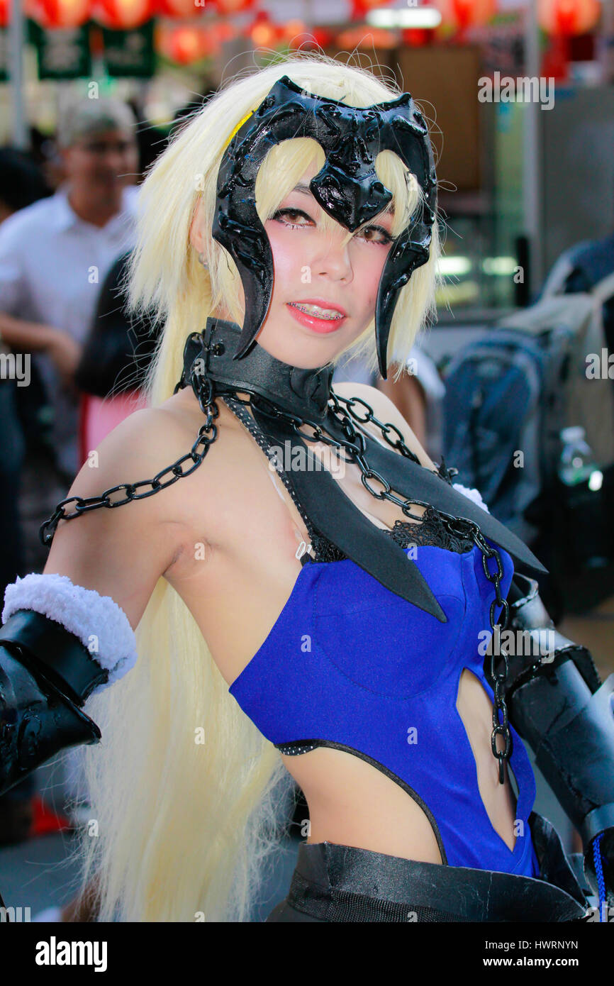 Bangkok - Feb 12: An unidentified Japanese anime cosplay  pose on Febuary 12, 2017 at Central World, Bangkok, Thailand. Stock Photo
