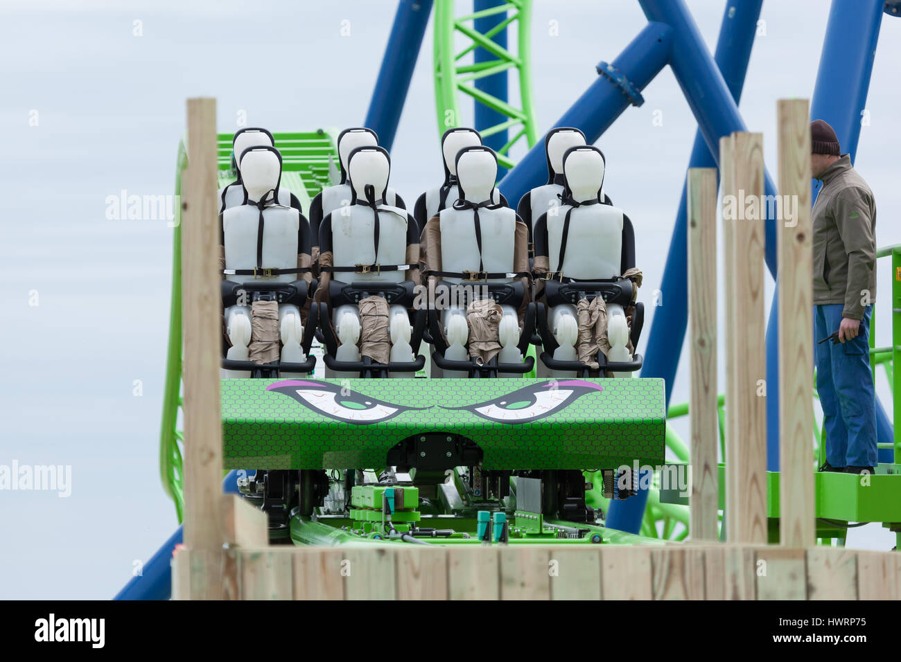 SEASIDE HEIGHTS, NEW JERSEY - March 21, 2017: Crash test dummies are used  to test the new Hydrus roller coaster at Casino Pier Stock Photo - Alamy