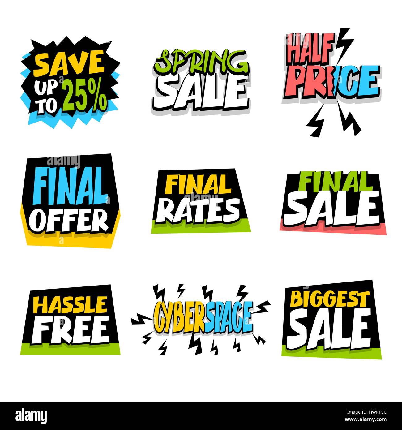 Sale super big collection label discount Stock Vector