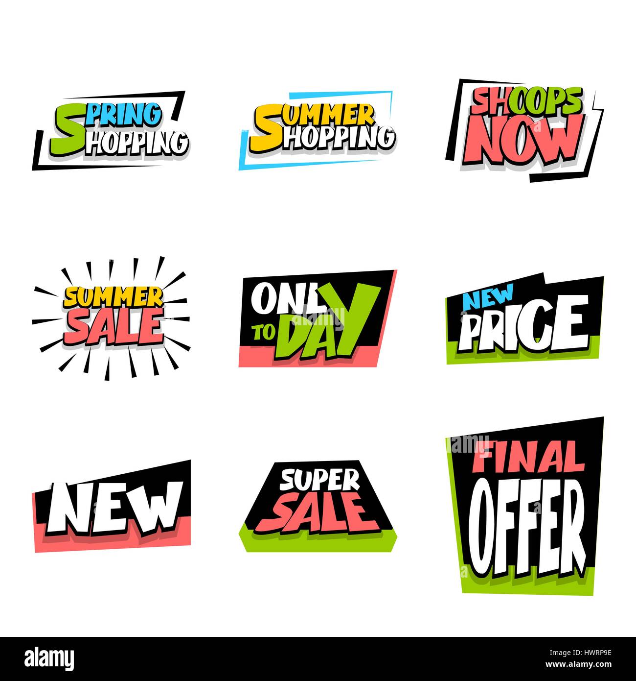 Sale super big collection label price Stock Vector