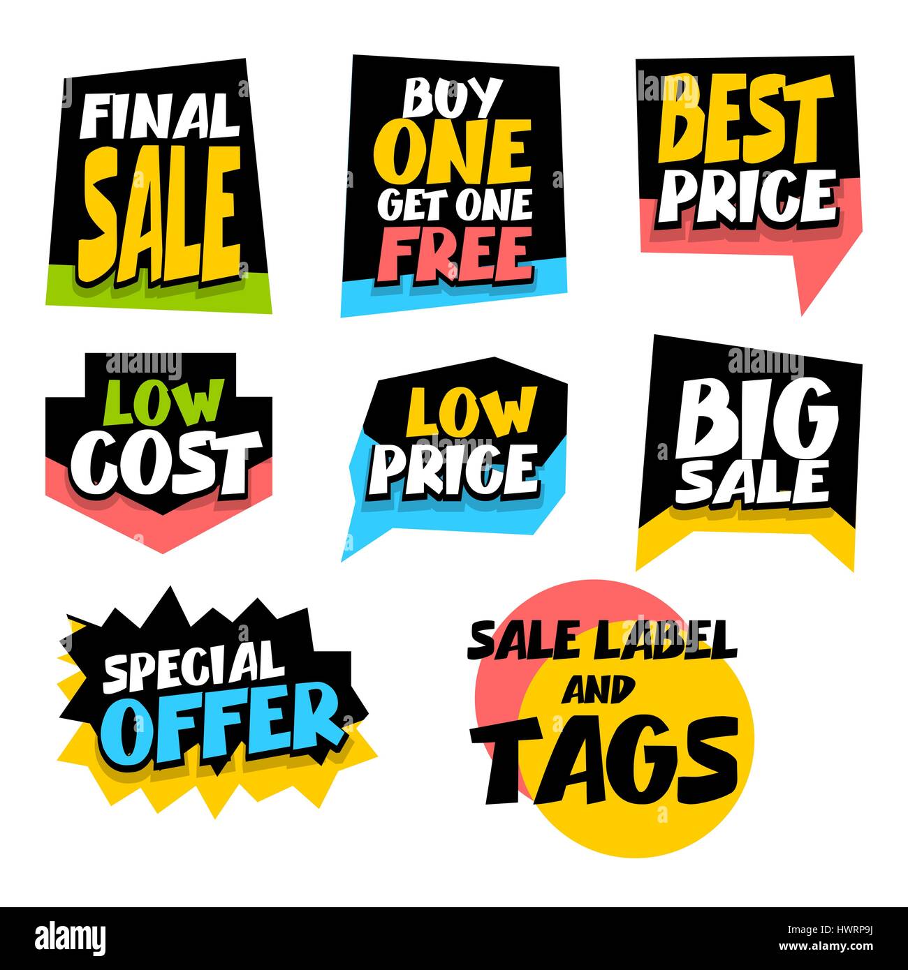Sale super big collection label best price Stock Vector
