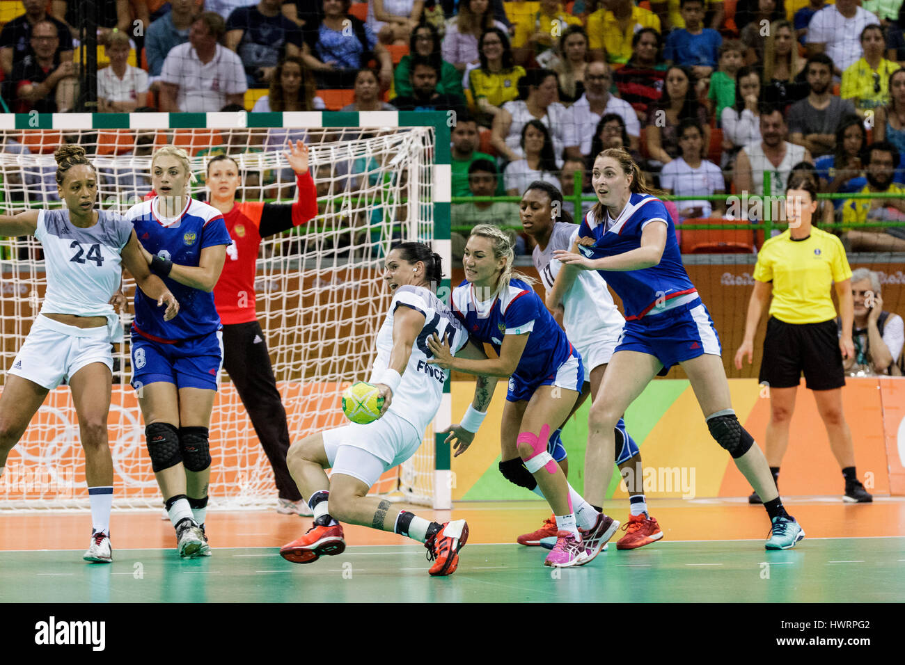 Rio de Janeiro, Brazil. 20 August 2016  Alexandra Lacrabère (FRA) #64 competes in the women's handball gold medal match Russia vs. France at the 2016  Stock Photo