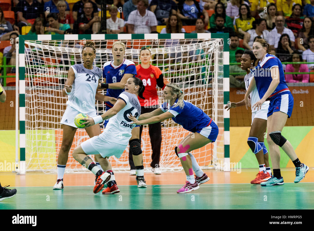 Rio de Janeiro, Brazil. 20 August 2016  Alexandra Lacrabère (FRA) #64 competes in the women's handball gold medal match Russia vs. France at the 2016  Stock Photo