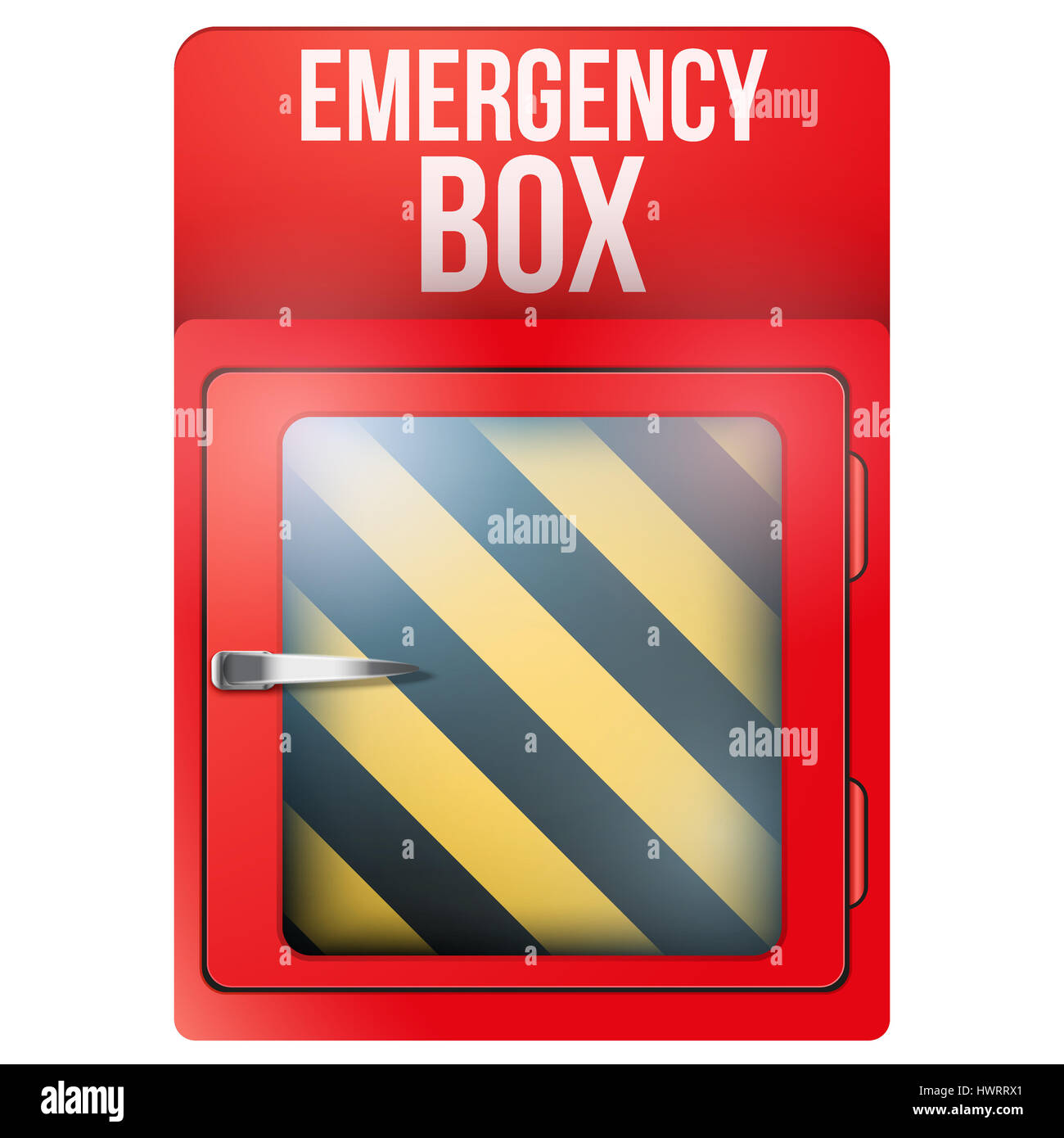 Empty red emergency box with in case of emergency breakable glass. Square  format. Rescue illustration Isolated on white background Stock Photo - Alamy