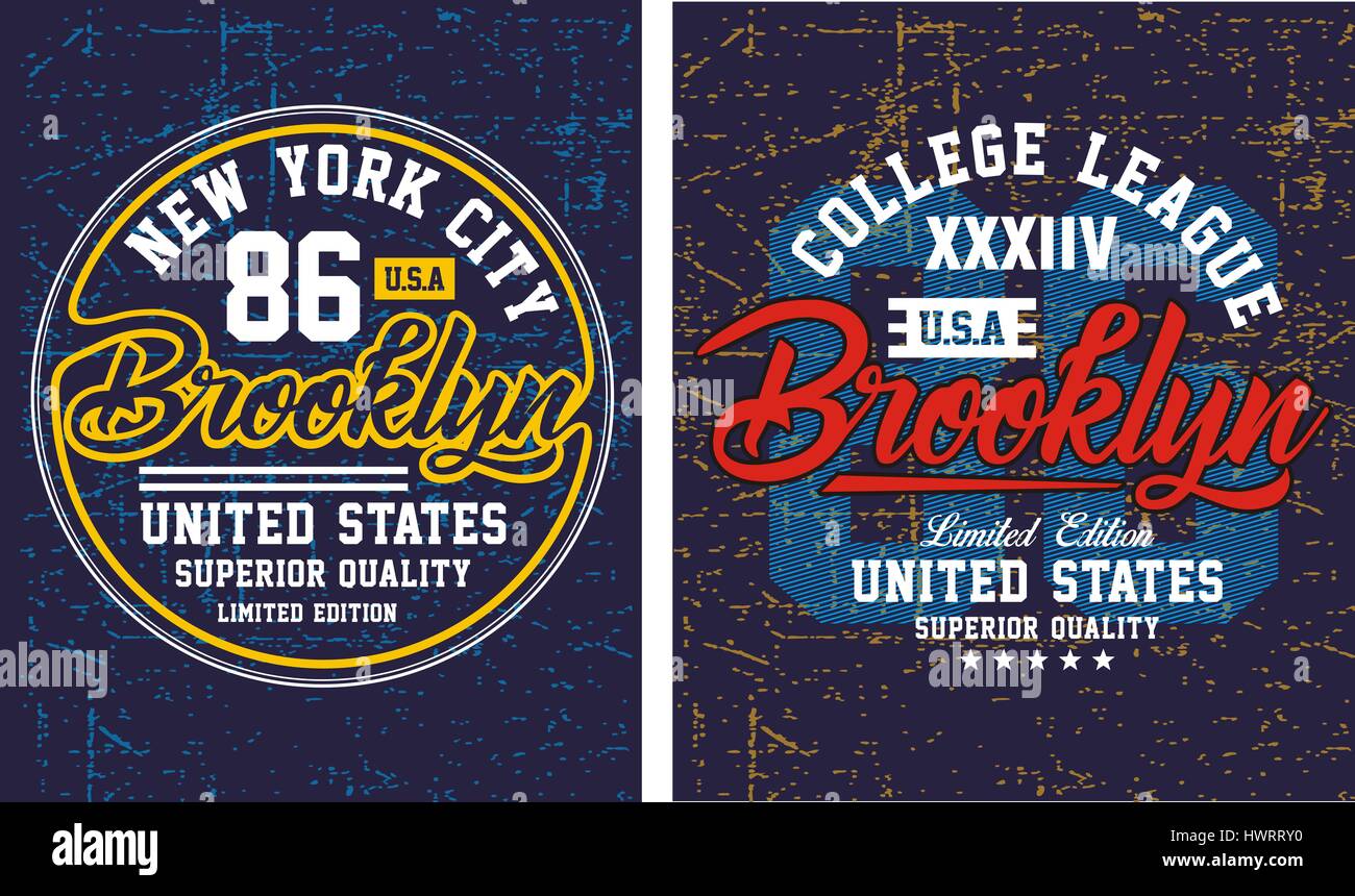 Vintage Brooklyn New York Typography Design For T Shirt, Poster, Vector. Stock Photo