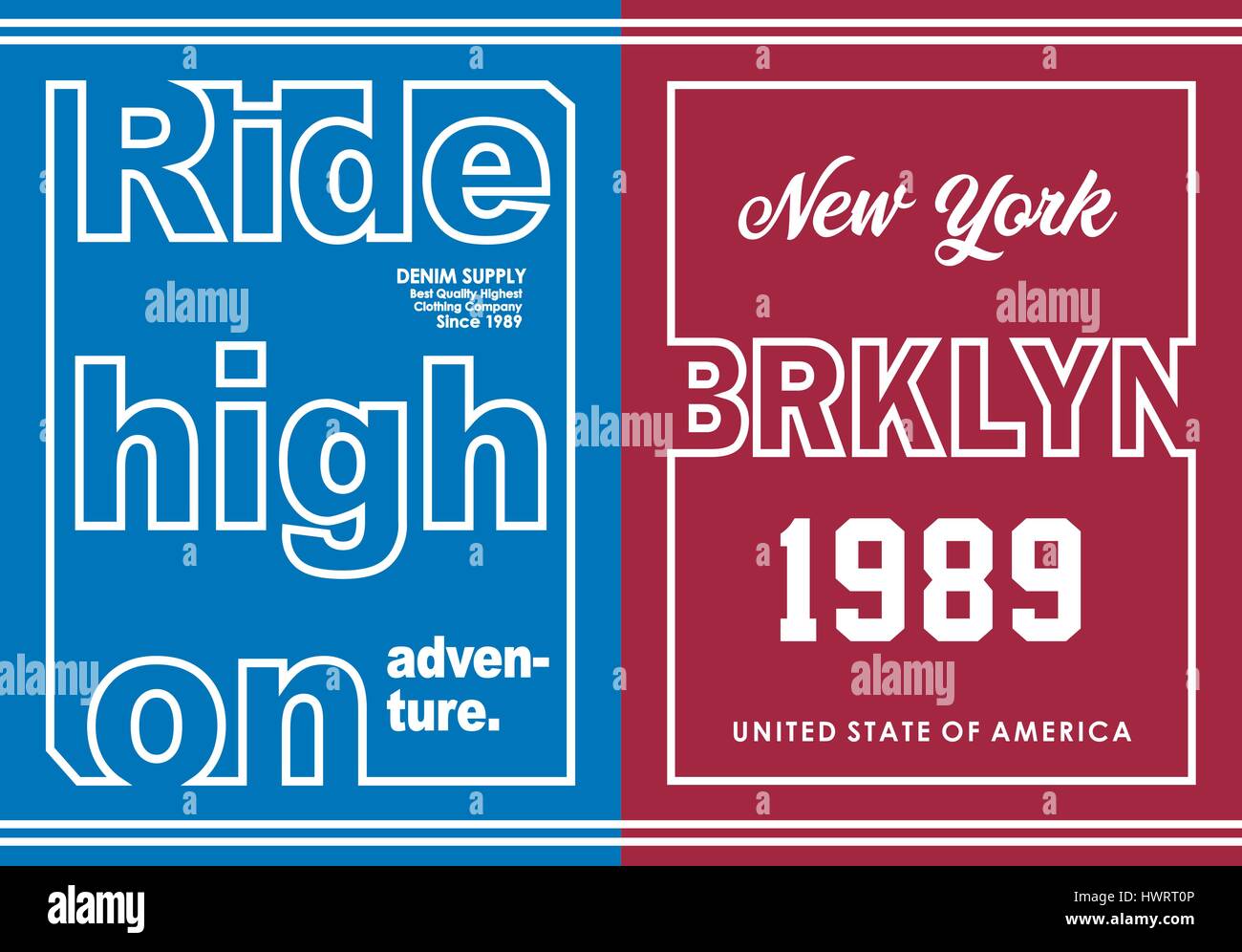 Ride High On With New York Brooklyn Typography Design, Vector Stock Photo