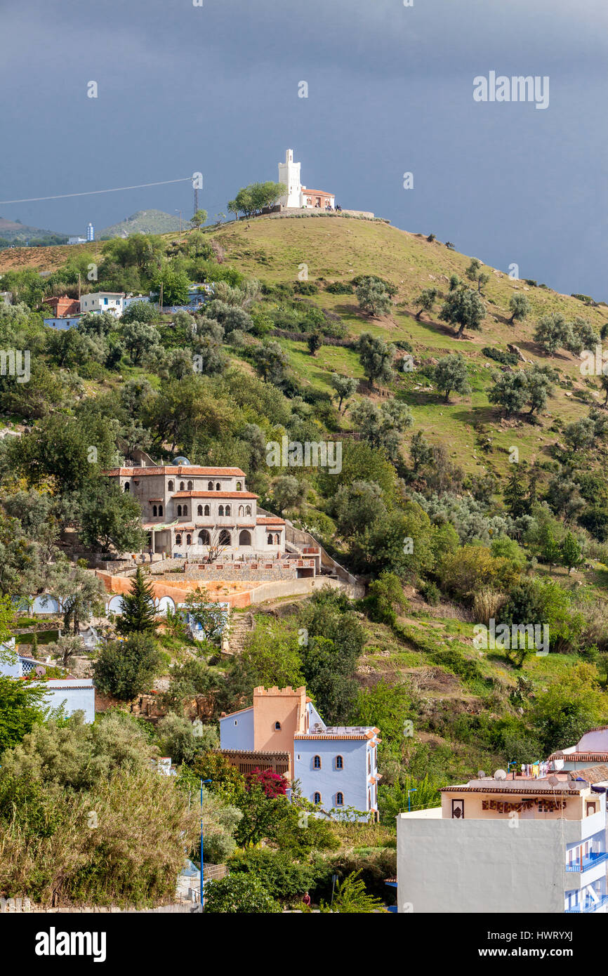 Chefchaouen, Morocco.  The 'Spanish Mosque', built by Spain 1920, restored 2010. Stock Photo