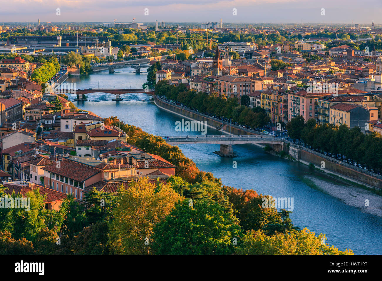 Above view of old houses in verona hi-res stock photography and images ...