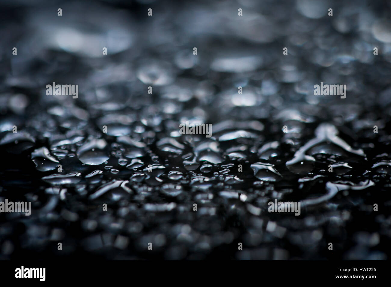 Close-up of water drops on glass Stock Photo