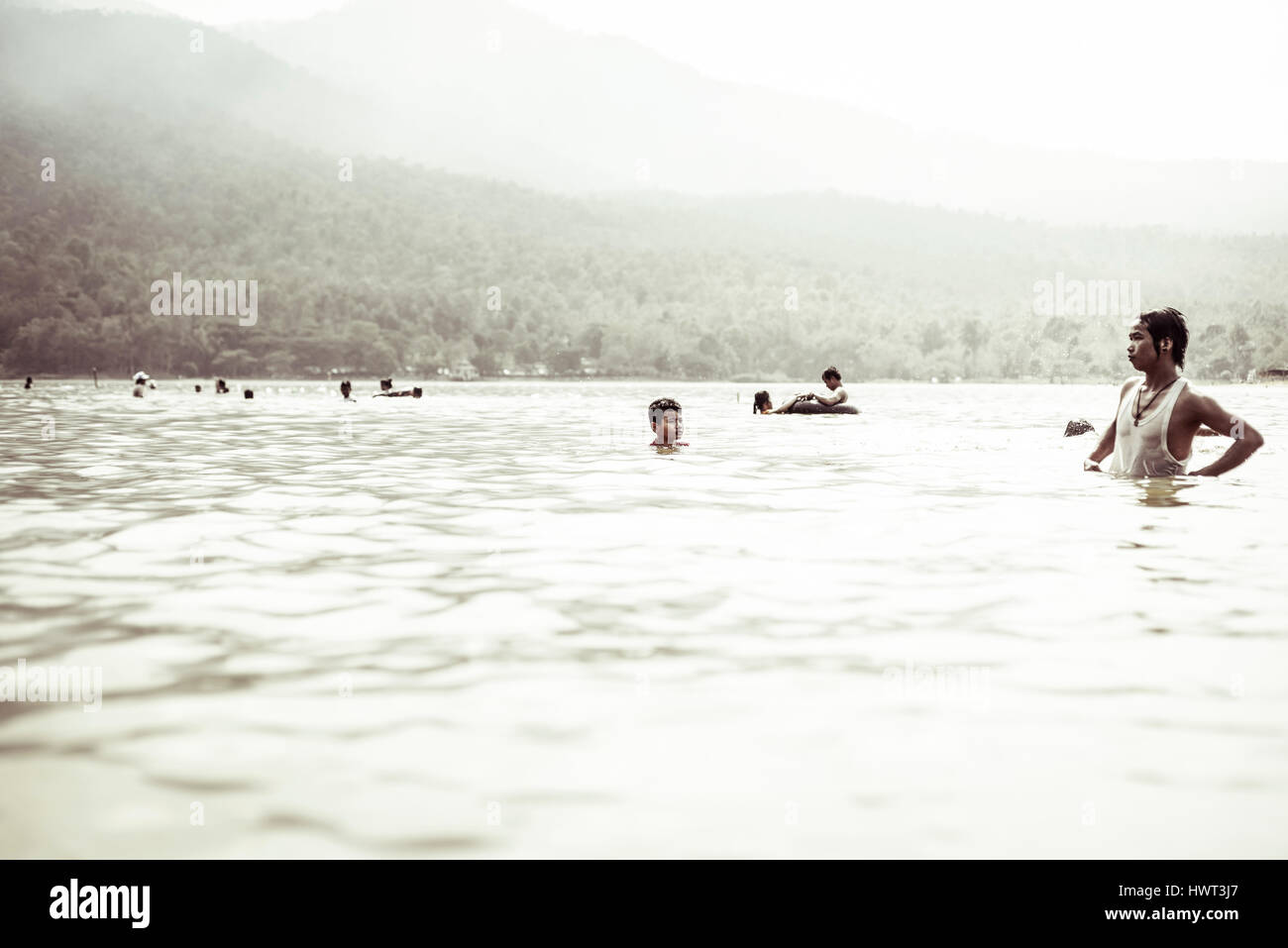 People enjoying in lake Stock Photo