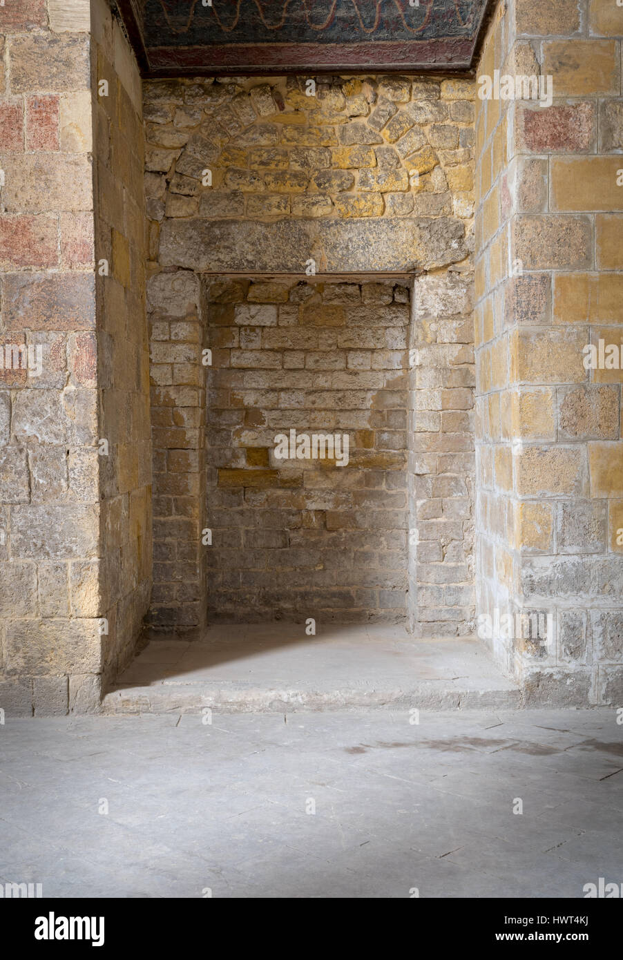 Recessed frames in an old stone bricks wall, Medieval Cairo, Egypt