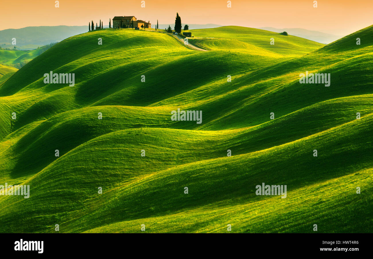 Italy,Tuscany.Province of Siena.Crete Senesi. Fields near Asciano Stock Photo
