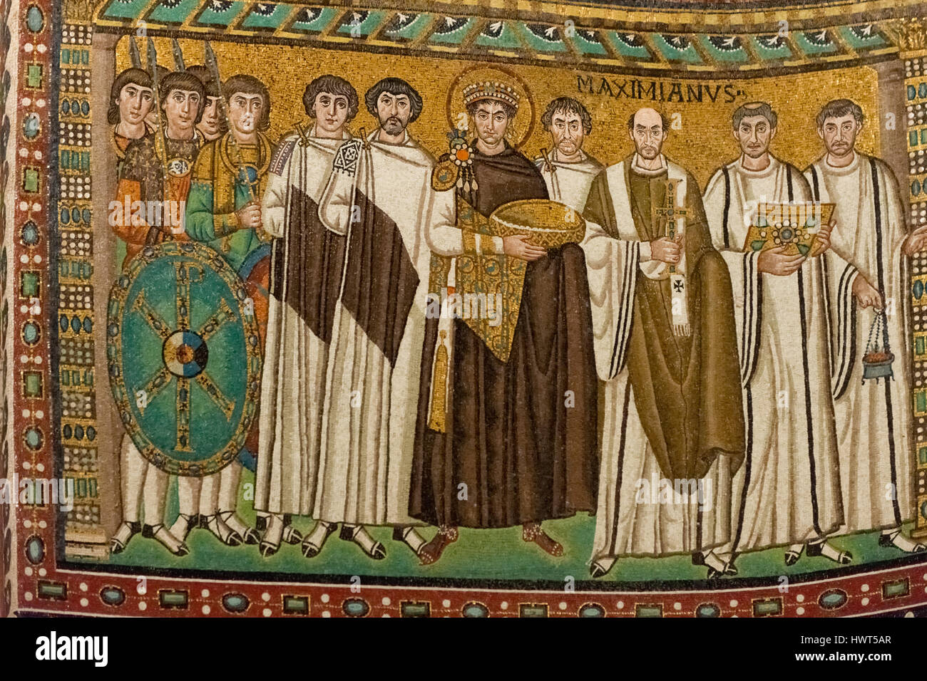 Byzantine mosaic in the basilica of San Vitale, Ravenna, Italy Stock Photo
