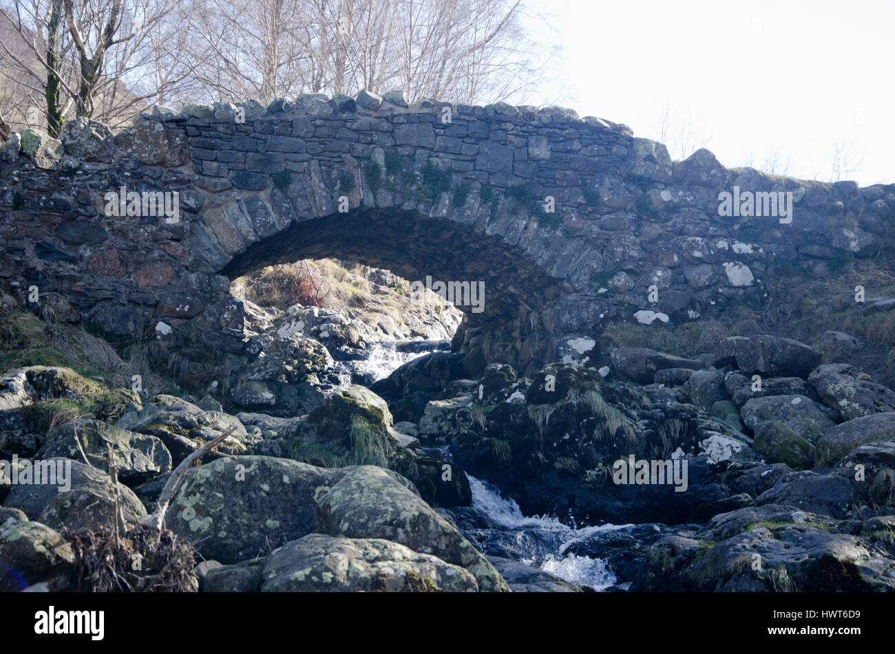 Ashness Bridge near Keswick, Cumbria, Lake District, England, UK Stock