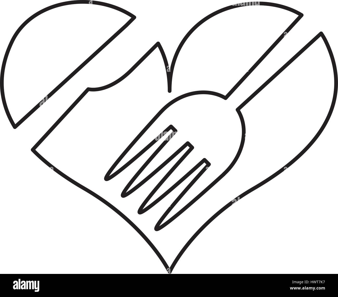 heart with fork and knife Stock Vector Image & Art Alamy