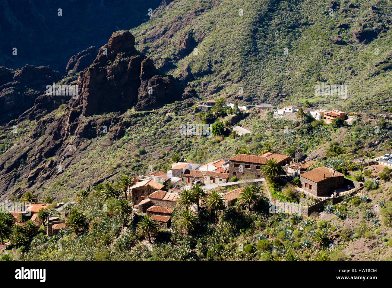 Masca, Barranco de Masca, Teno Mountains, Teno Rural Park, Tenerife, Canary Islands, Spain Stock Photo