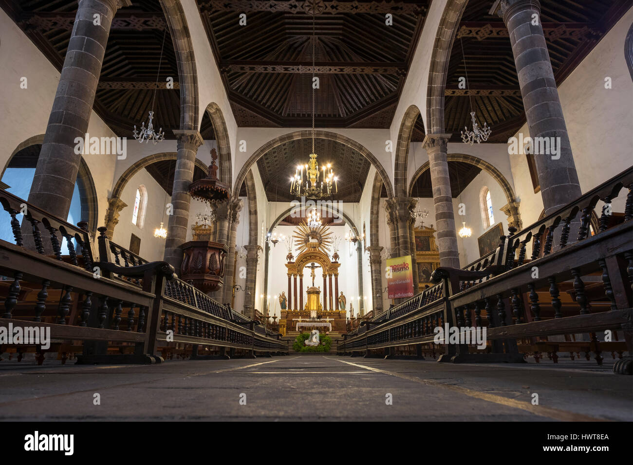Interior, Church of Santa Ana, Garachico, Tenerife, Canary Islands, Spain Stock Photo