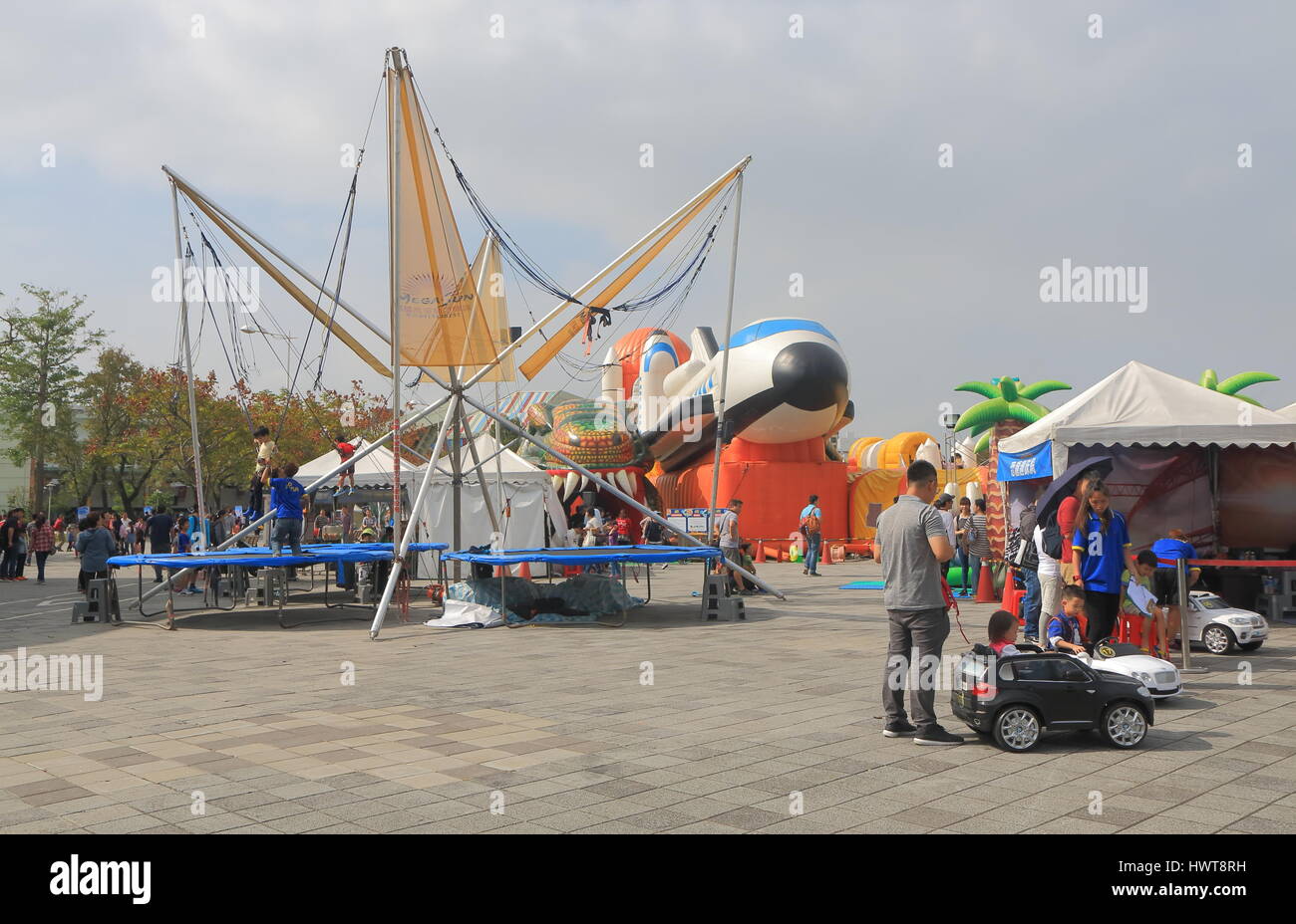 PPeople visit Taipei Expo Park amusement park in Taipei Taiwan. Stock Photo