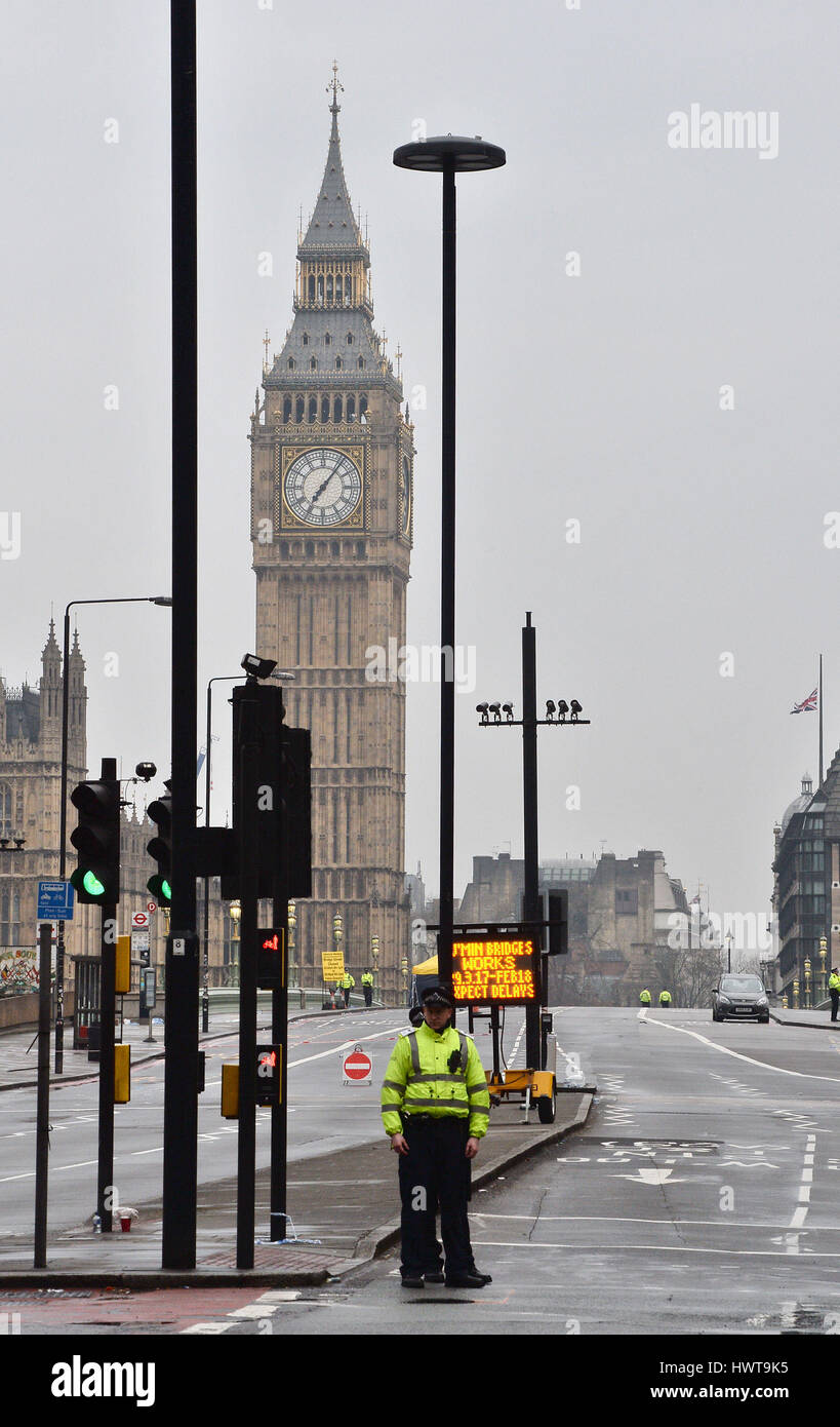 Police activity close to the Houses of Parliament in London the day ...