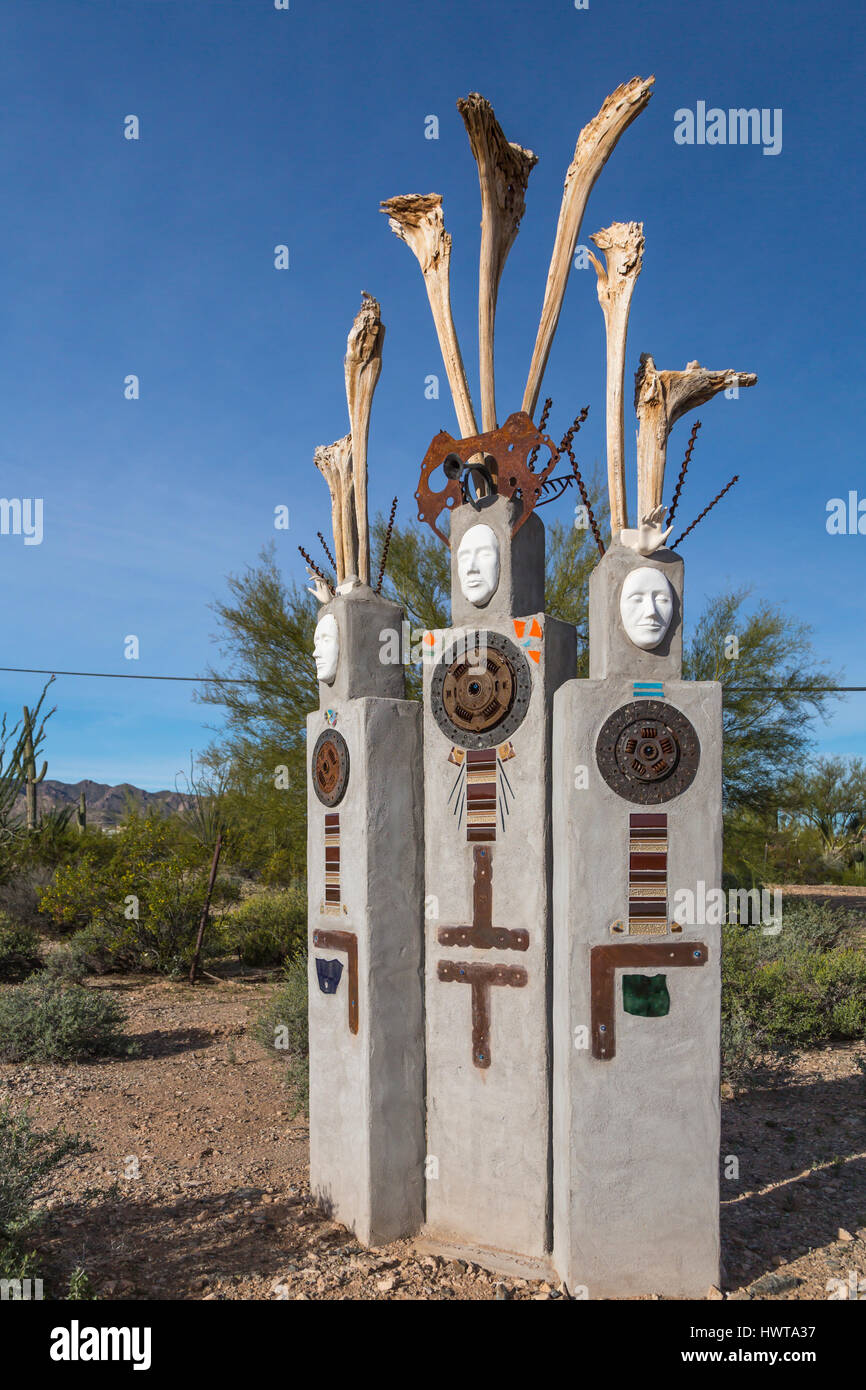 Artwork sculptures in the town of Ajo, Arizona, USA Stock Photo Alamy