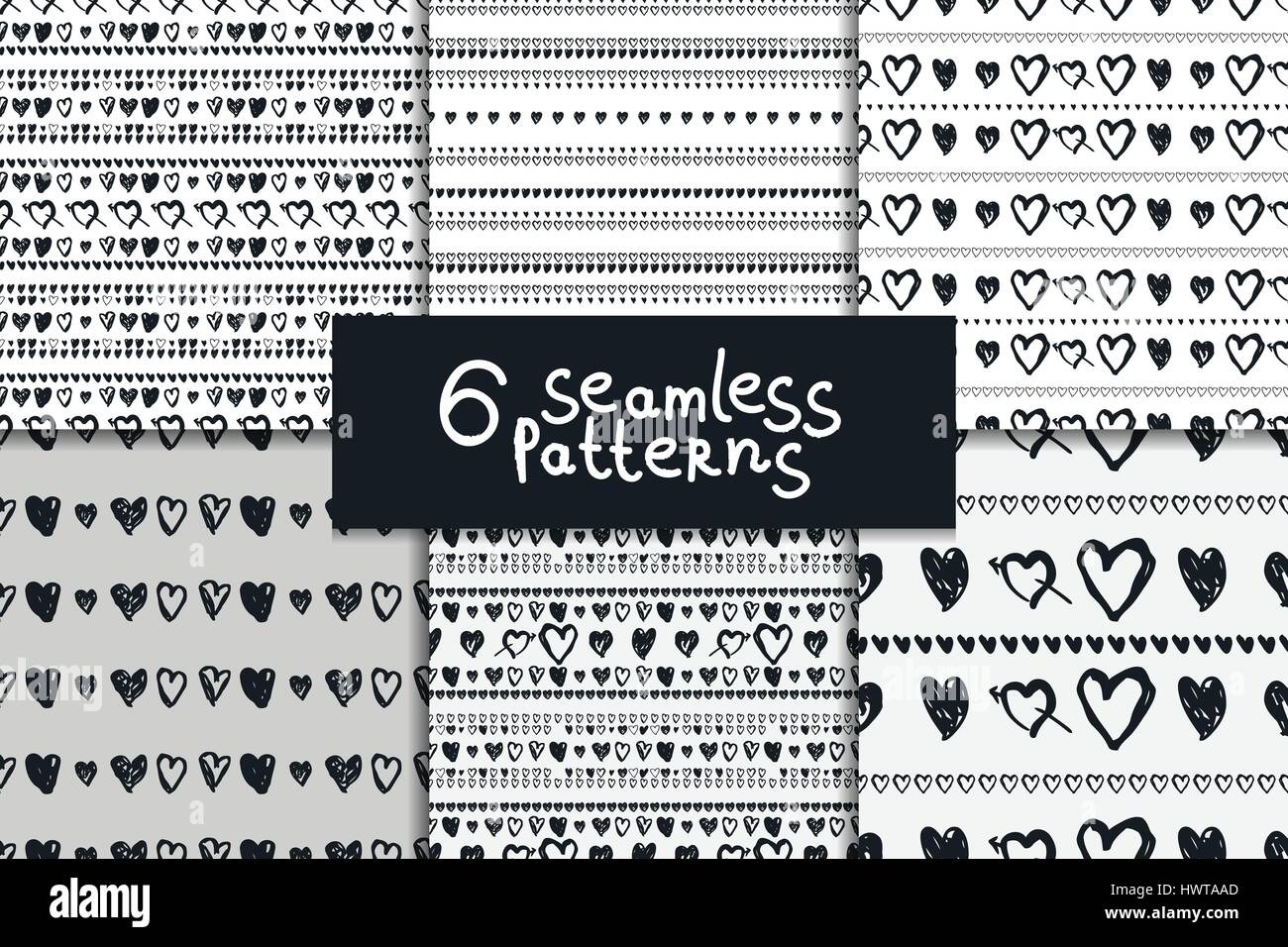 Doodle seamless pattern set with hearts Stock Vector Image & Art - Alamy