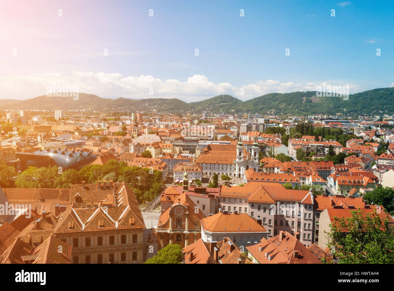 Panoramic view of the austrian city of Graz Stock Photo - Alamy