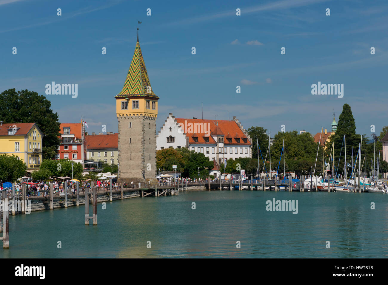 View of the port of Lindau on Constance Lake. Stock Photo