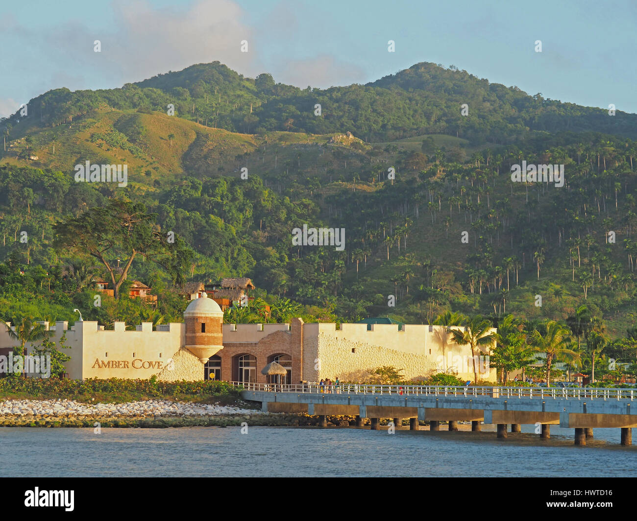 Entrance to Amber Cove cruise ship port at Puerto Plata, Dominican Republic. Stock Photo