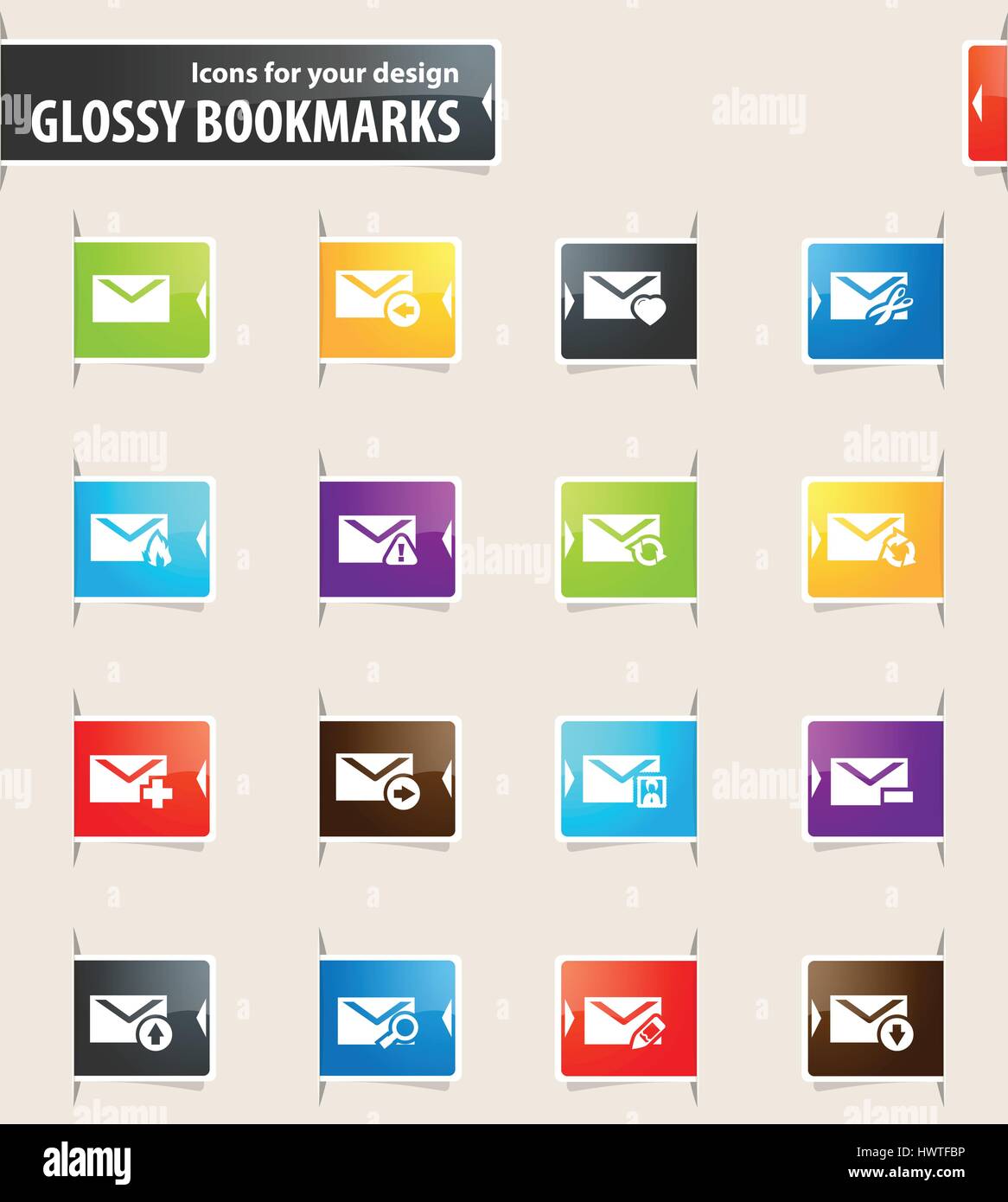 Mail and envelope vector bookmark icons for your design Stock Vector ...