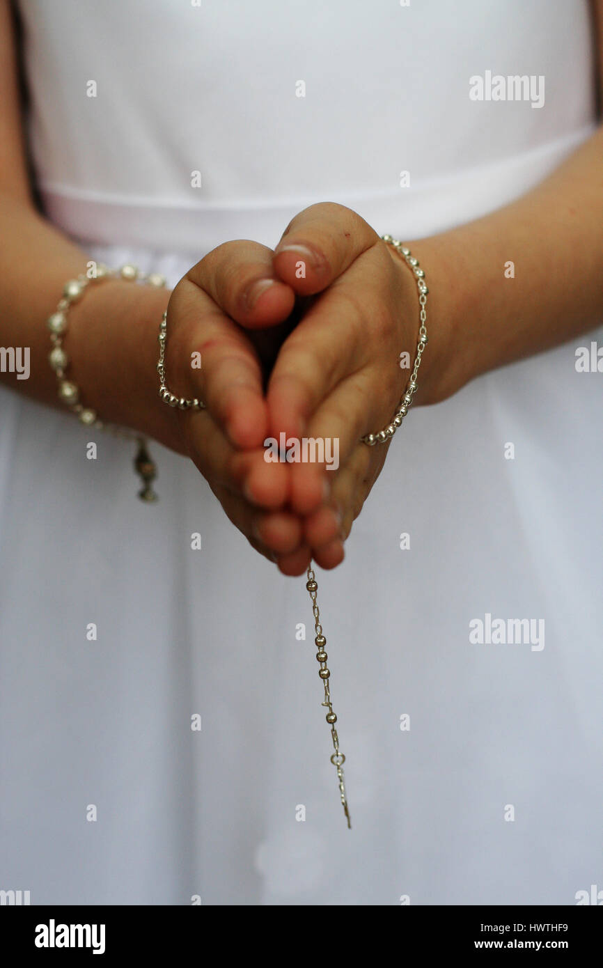 first communion rosary girl