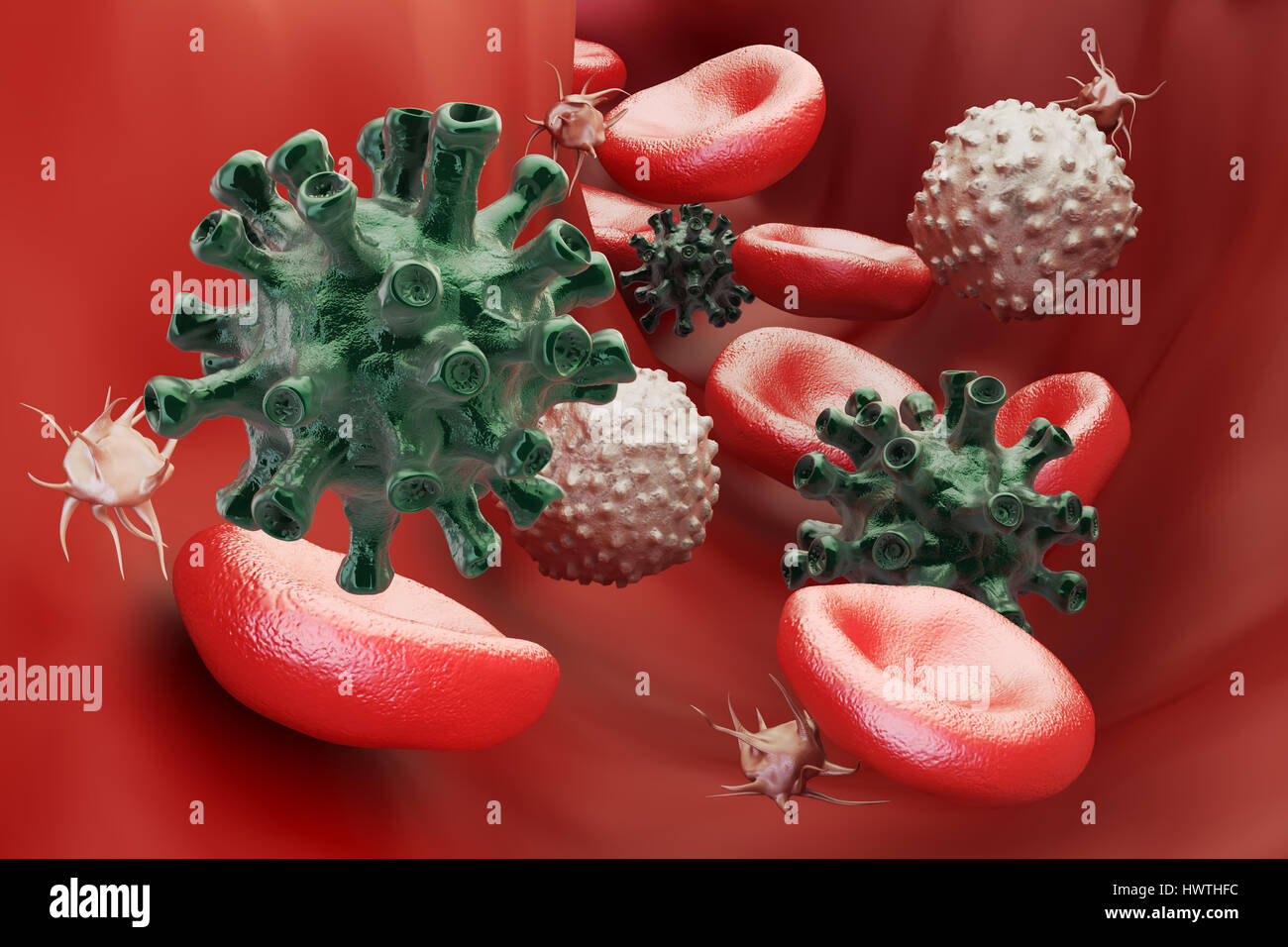 virus and blood cells, 3D rendering Stock Photo - Alamy
