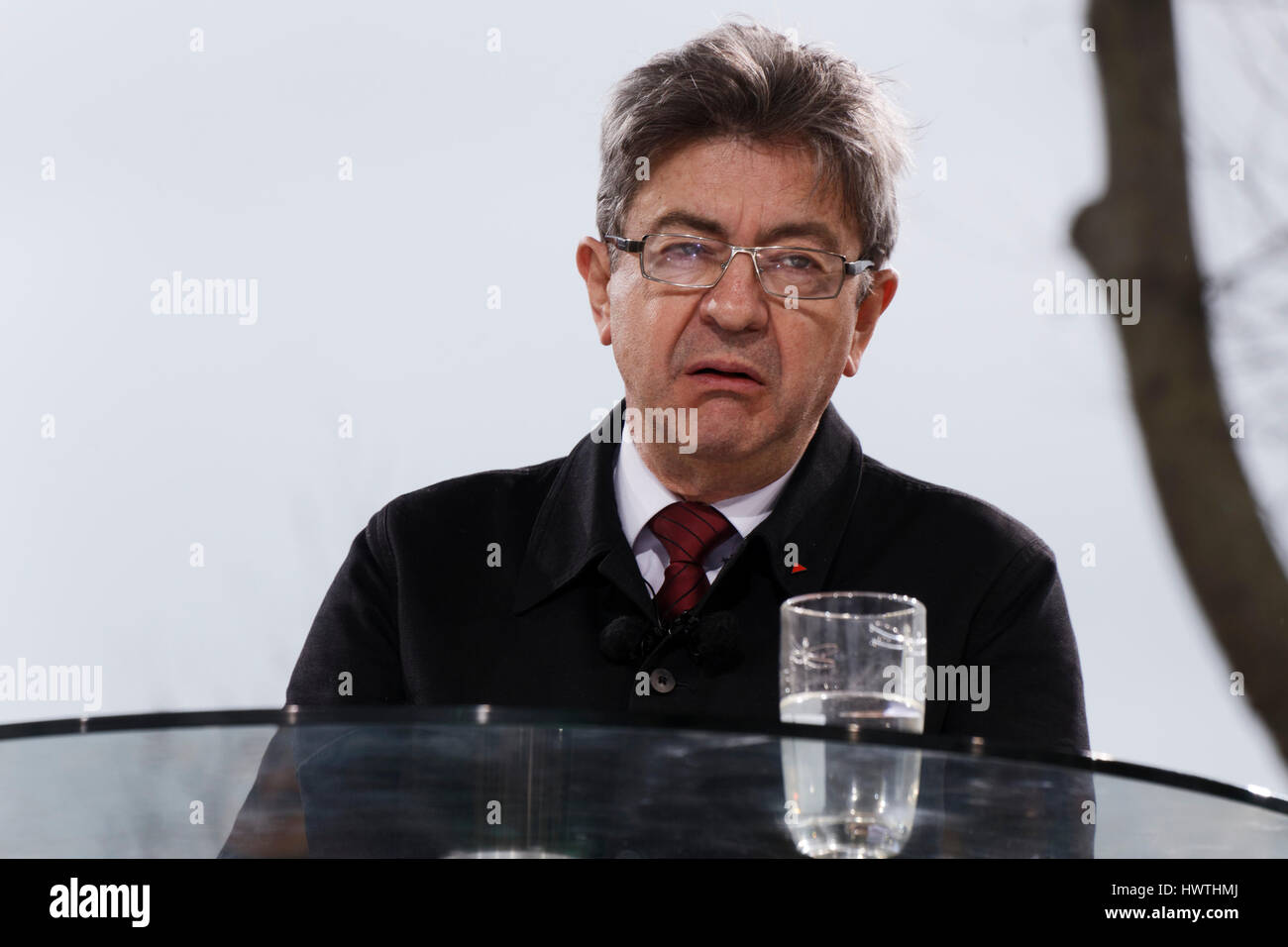 Paris, France. 18th March, 2017. Speech by Jean-Luc Melenchon, Presidential Candidate  for the 6 th Republic in Paris, France. Stock Photo