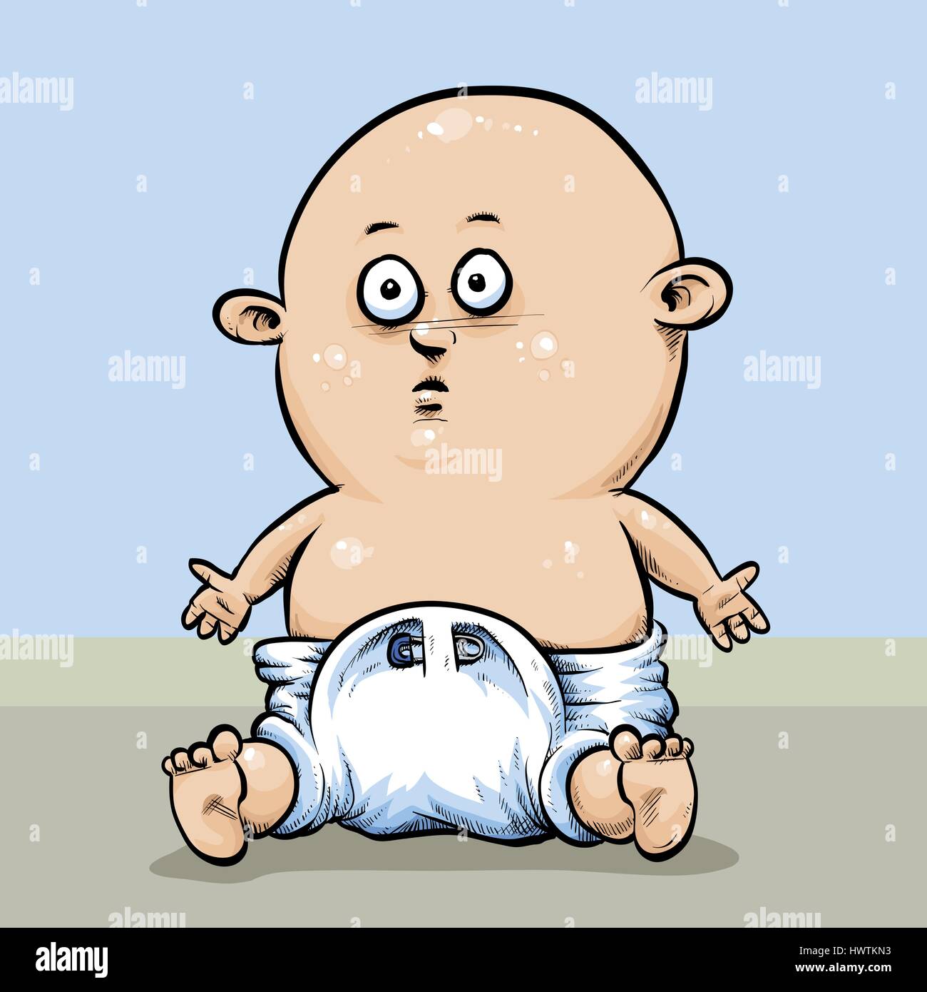A cute, cartoon baby sitting in a diaper Stock Vector Image & Art - Alamy