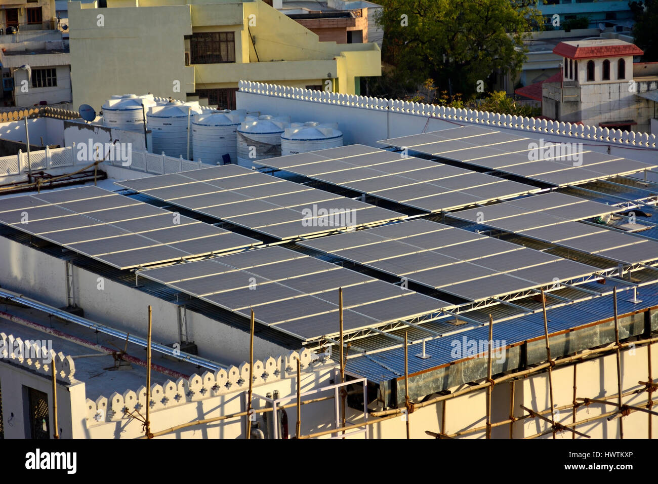 Solar panel on the roof Stock Photo