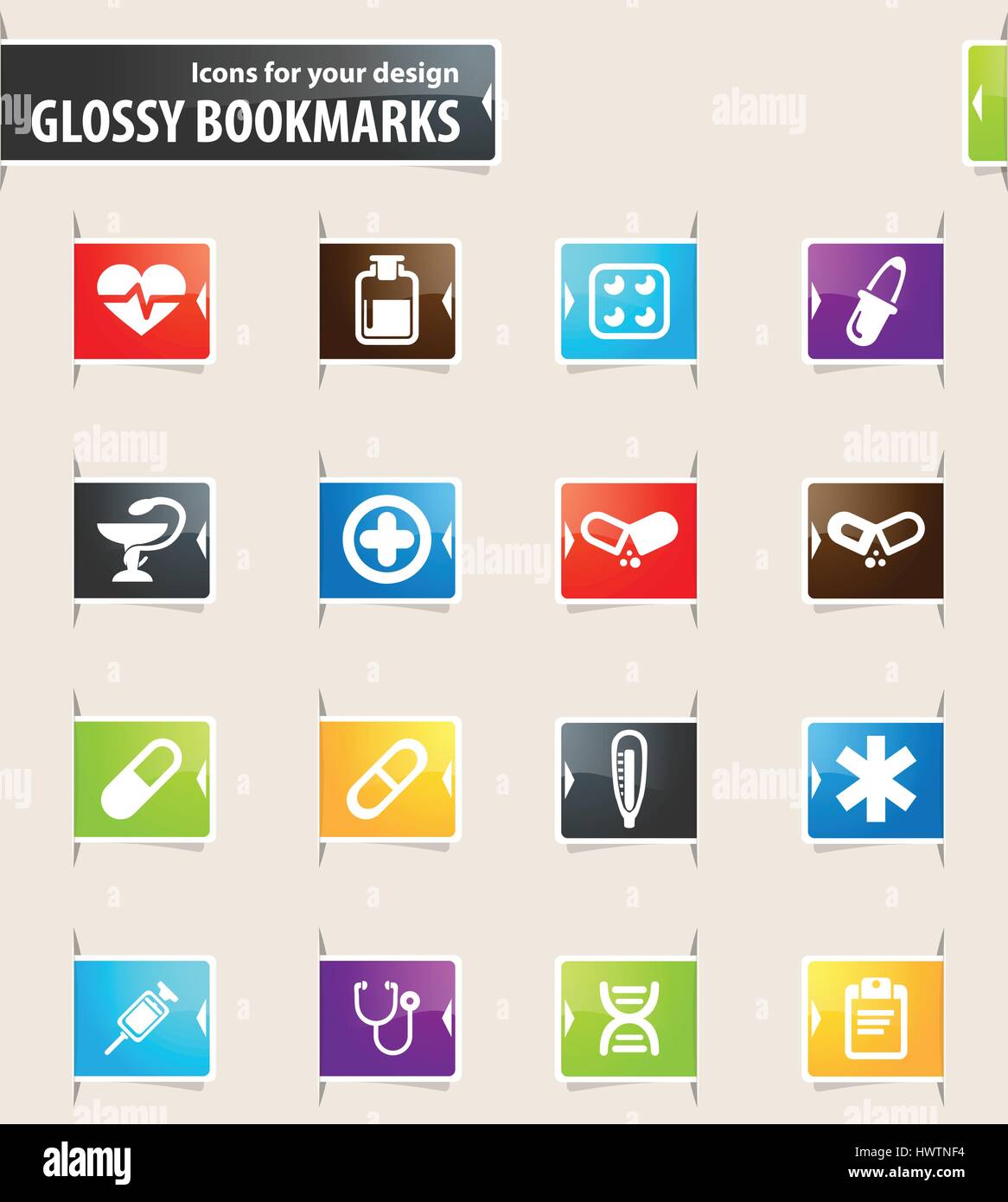 Medical icons for your design glossy bookmarks Stock Vector Image & Art ...