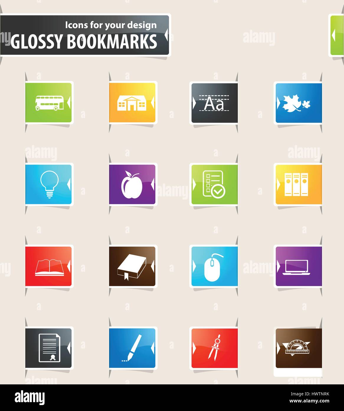 School vector bookmark icons for your design Stock Vector