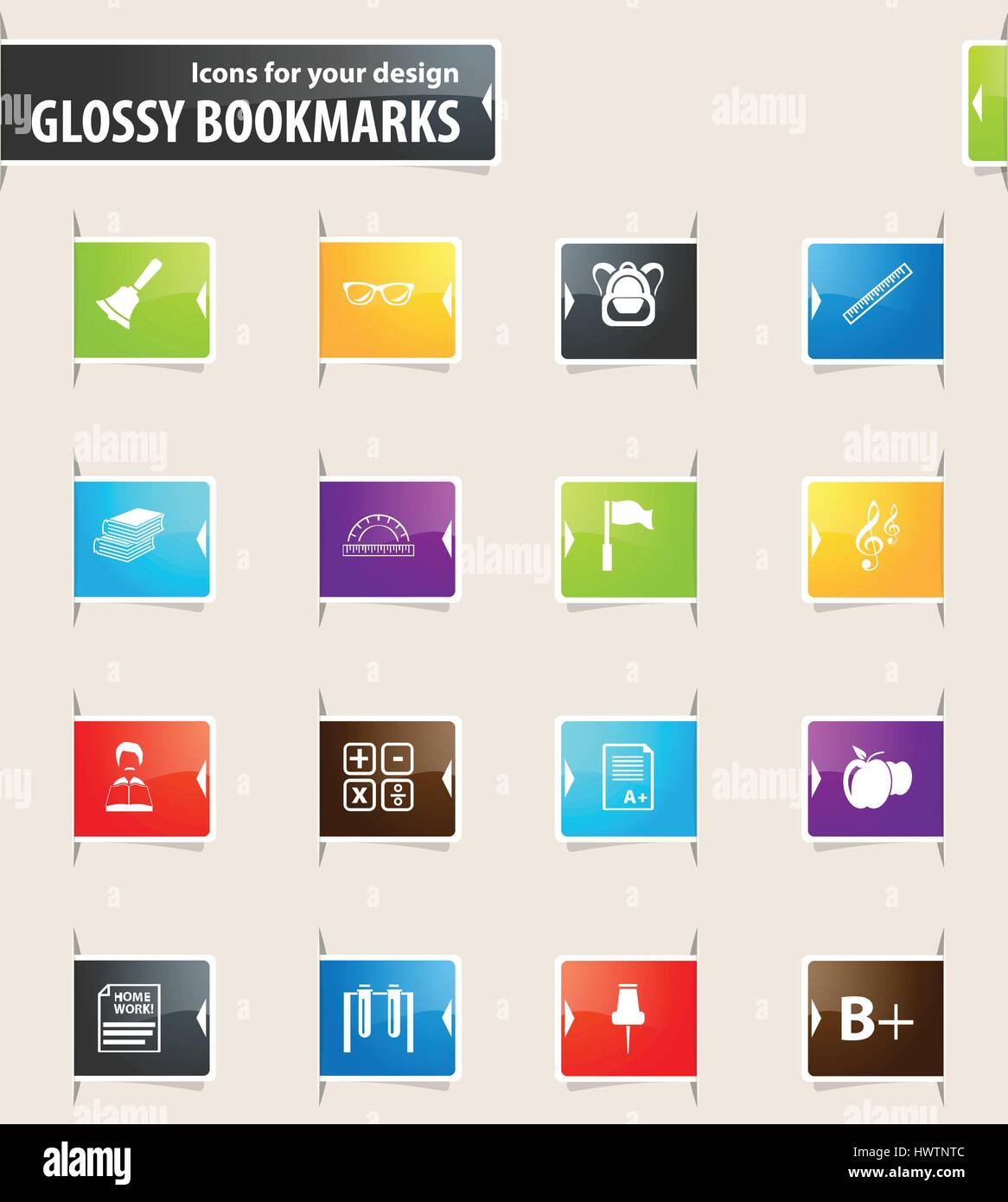 School vector bookmark icons for your design Stock Vector