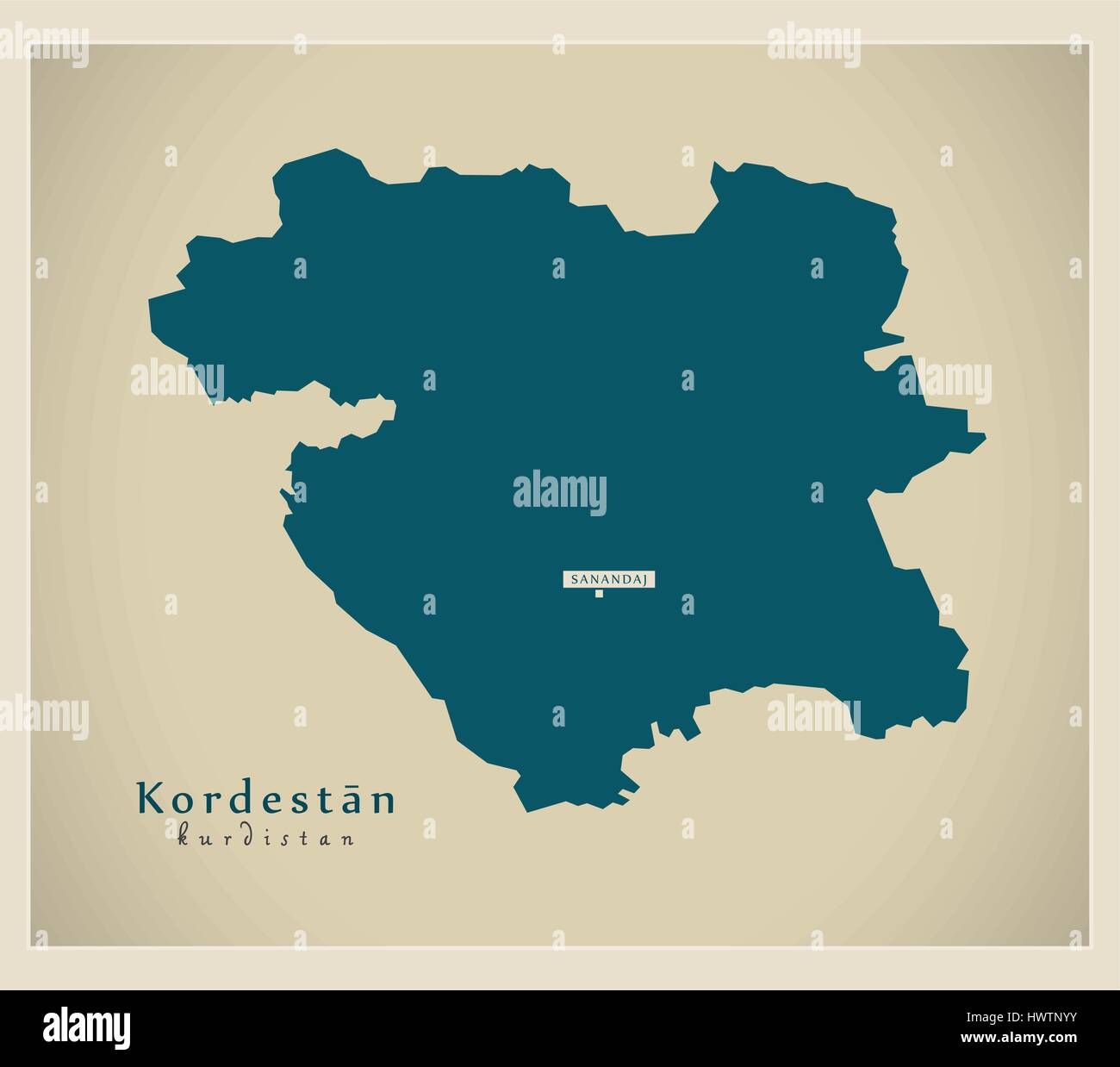 Modern Map - Kurdistan IR Stock Vector