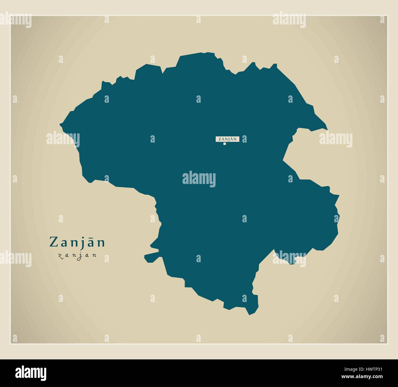 Modern Map - Zanjan IR Stock Vector