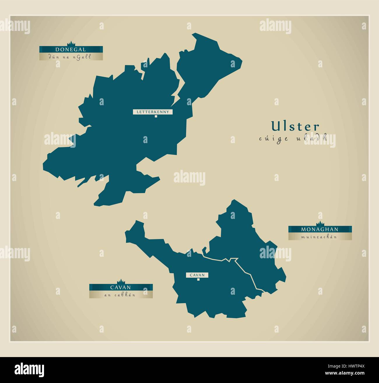 Modern Map - Ulster IE Stock Vector