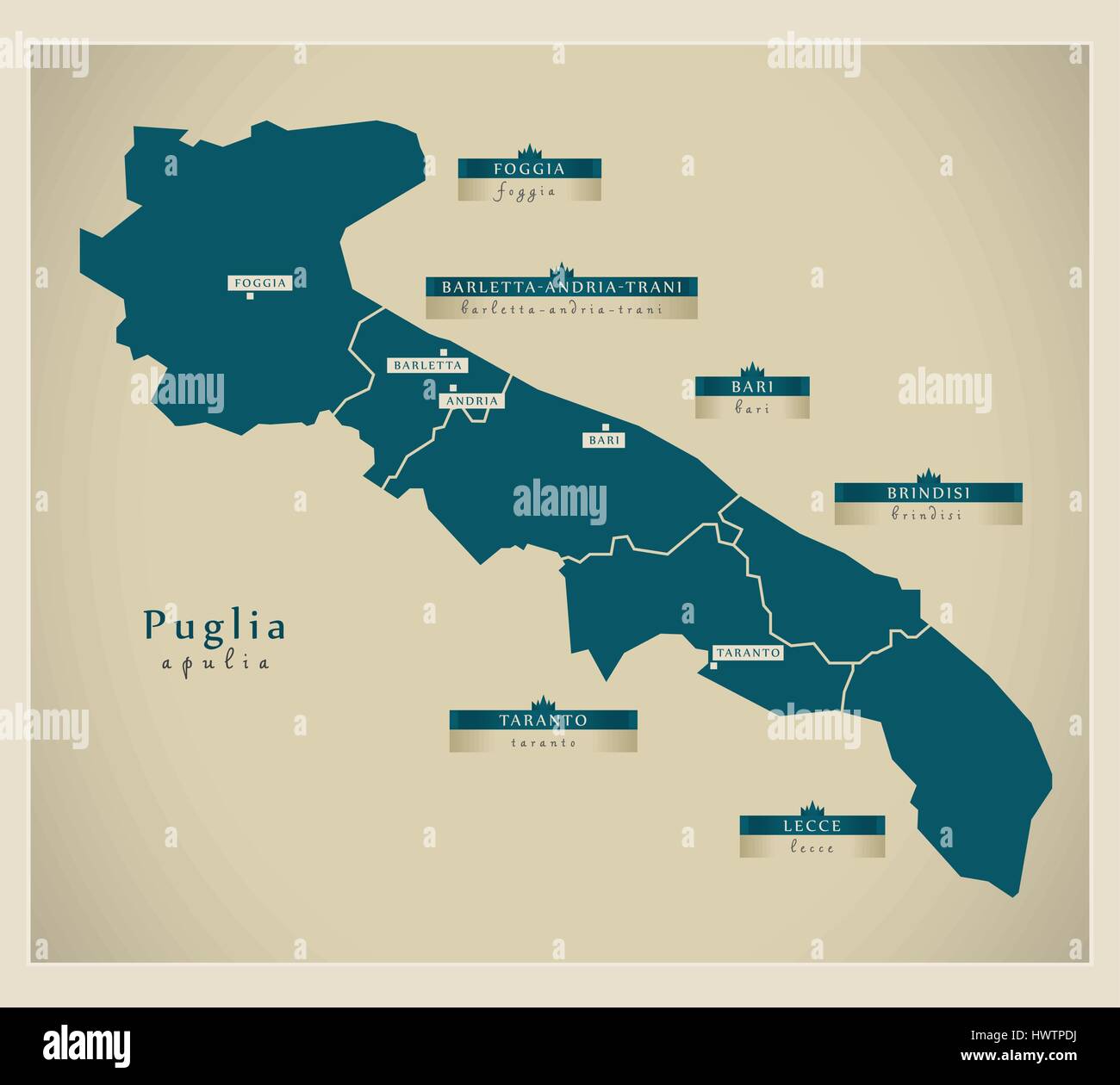 Puglia Italy On Map Modern Map - Puglia It Stock Vector Image & Art - Alamy