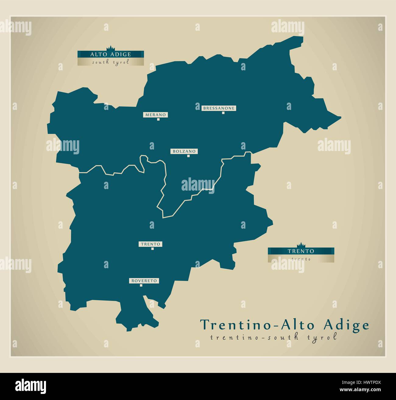 Modern Map - Trentino-Alto Adige IT Stock Vector