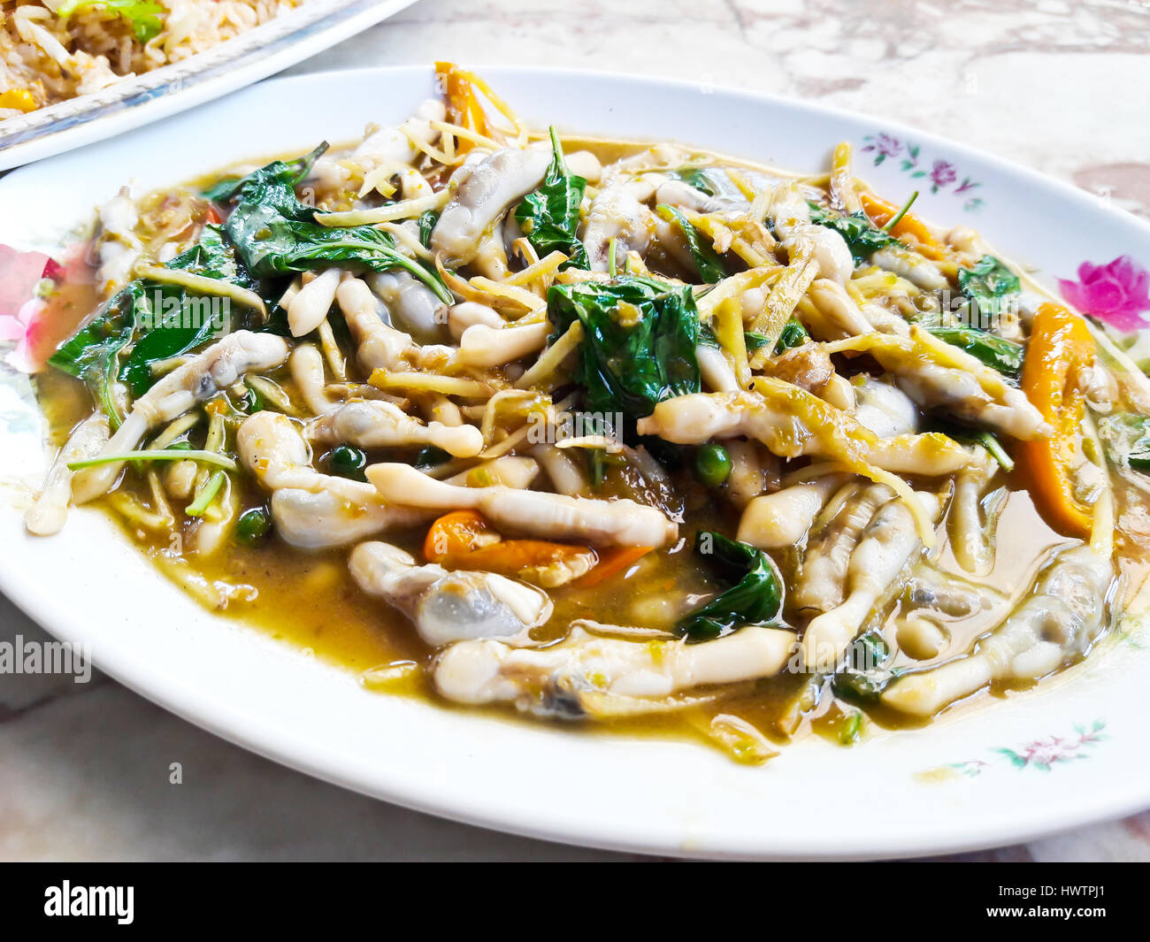 Spicy fried razor clams ,Thai food Stock Photo Alamy