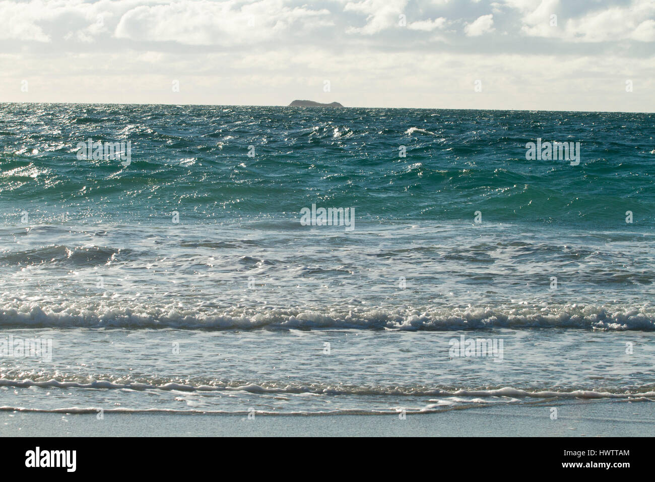 Atlantic ocean from West beach with island in the distance Stock Photo ...