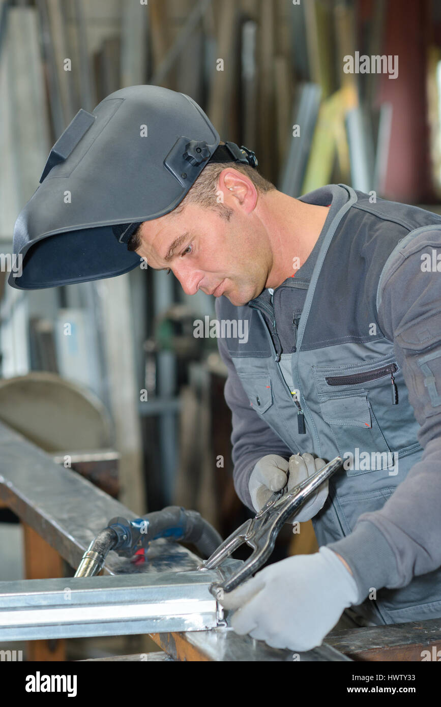 preparing the parts to weld Stock Photo
