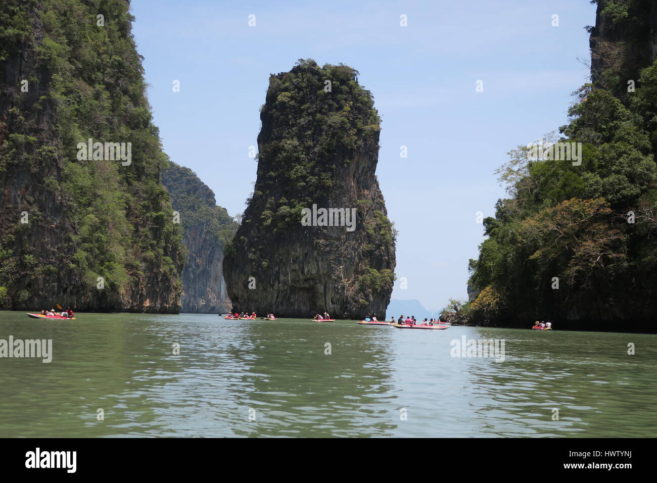 A tour to Hong island, Thailand, mighty rocks, crystal clear sea Stock ...