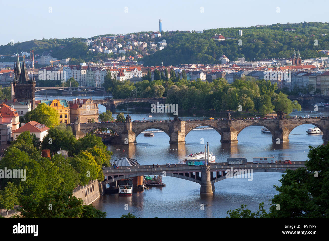 Bridges over the Vltava river in Prague Stock Photo