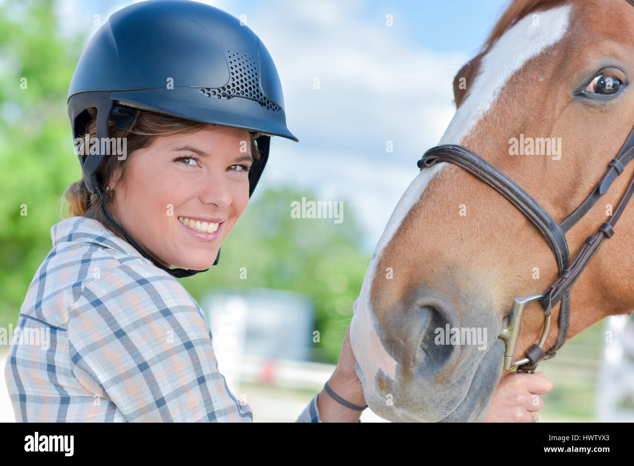 rider and her horse Stock Photo Alamy